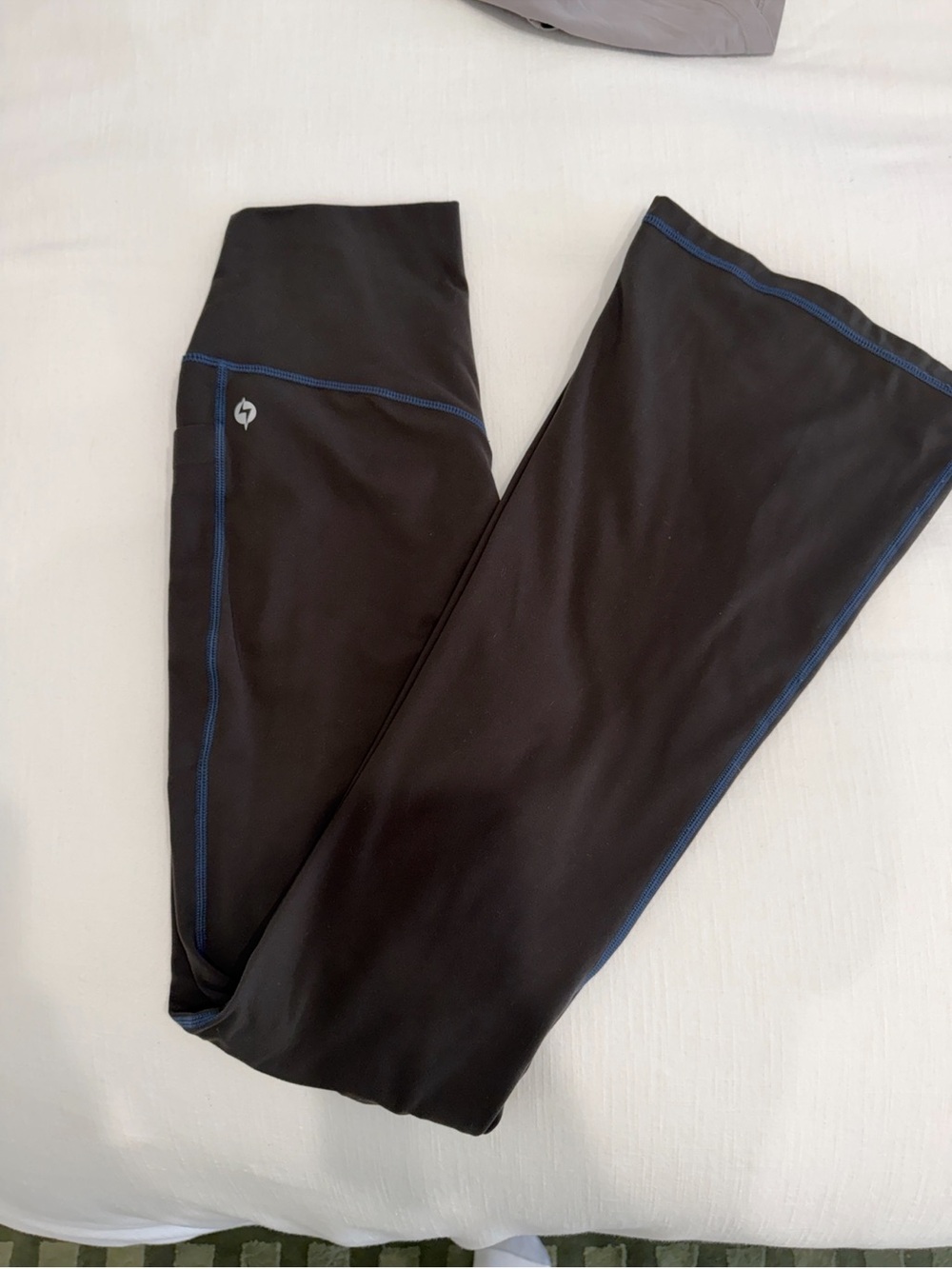 POPFLEX Black Leggings with Blue Stitching